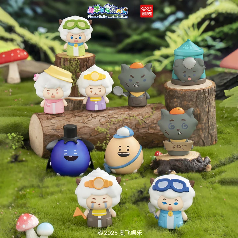 

PlayFun Infinite Pleasant Goat and Big Big Wolf Travel Series Finger Puppet Blind Box Collectible Toy Trendy Anime Figure Desk