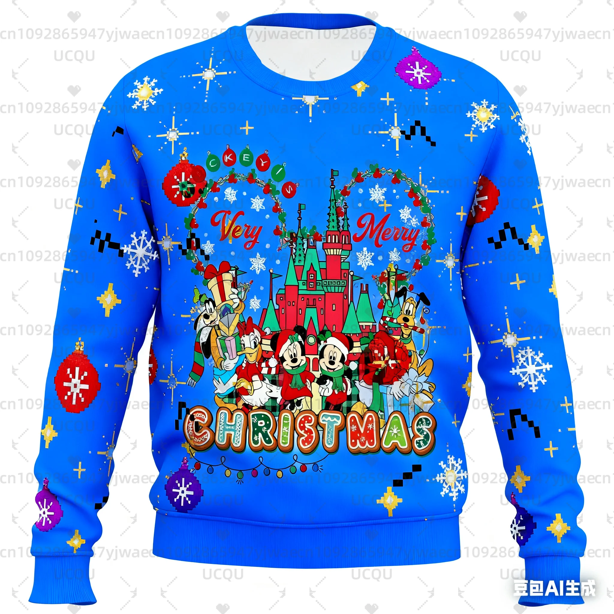 Dames Kerst Mickey Mouse en Vrienden Grafisch Sweatshirt Casual Pullover Outdoor Herensweatshirt