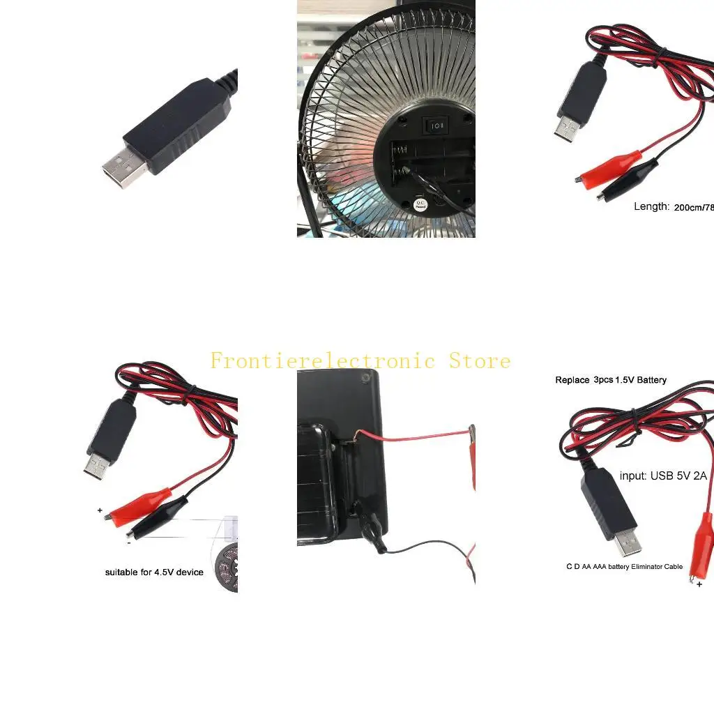 

G8DB USB 5V to for DC 4.5V Clip Power Supply Line C D AA AAA Battery 200cm