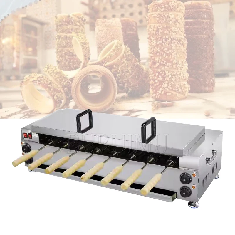 

Gas 110V/220V Electric Chimney Cake Machine Donut Doughnut Ice Cream Cone Maker Hungary Trdelnik Chimney Bread Roll Machine