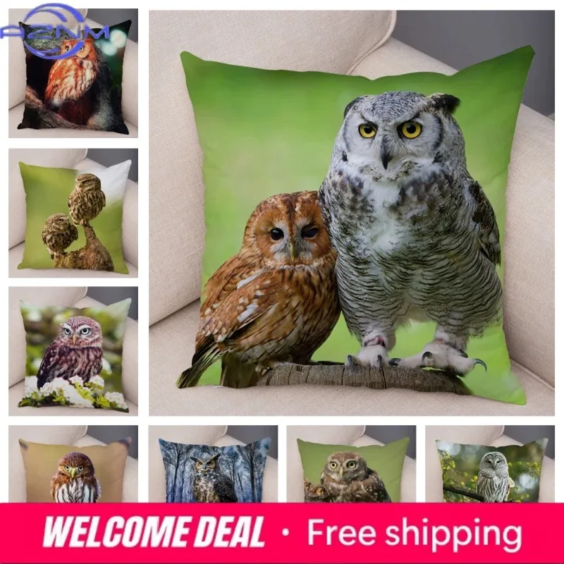 Cute Animal Pillowcase Wild Owl Cushion Cover Decorative Sofa Home Children's Room