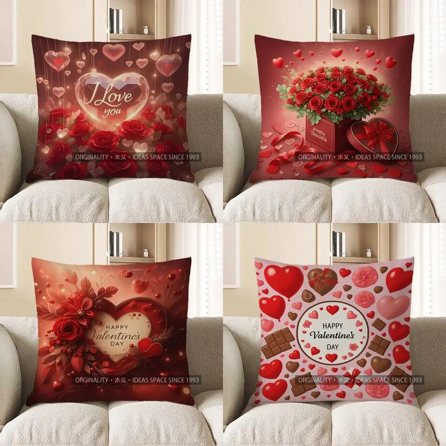 

Домашний декор в форме сердца I Love You, наволочка с розовым узором, подходит для дивана, спальни, автомобиля, наволочка