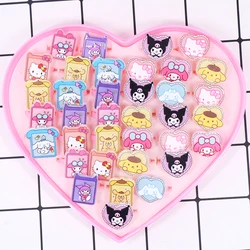 10/20pcs Cartoon Sanrio Ring heart shape Kuromi Hello Kitty Melody Kawaii Anime Cinnamoroll Adjustable Ring Toy Gift