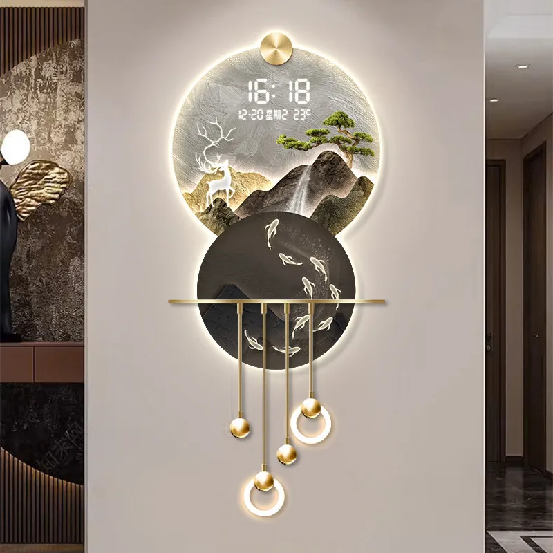 entrance decorative mural clock luxury interior Modern Led wall clock digital large reloj pared grande living room furniture
