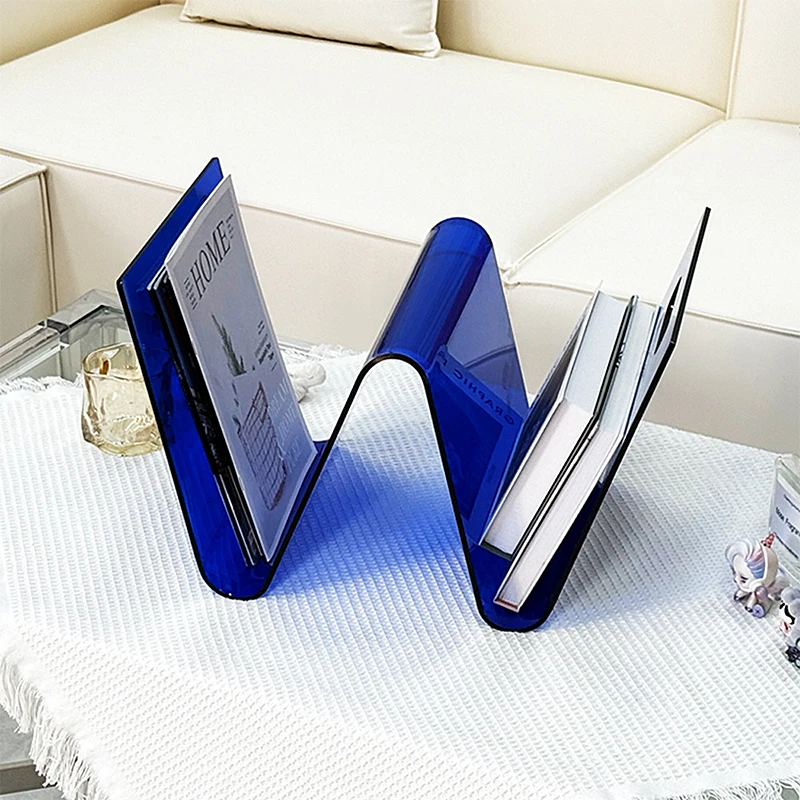 Customizable Clear Acrylic Book & Magazine Rack Custom Laser Cut Design Environmentally Friendly Various Colors Multiple Sizes