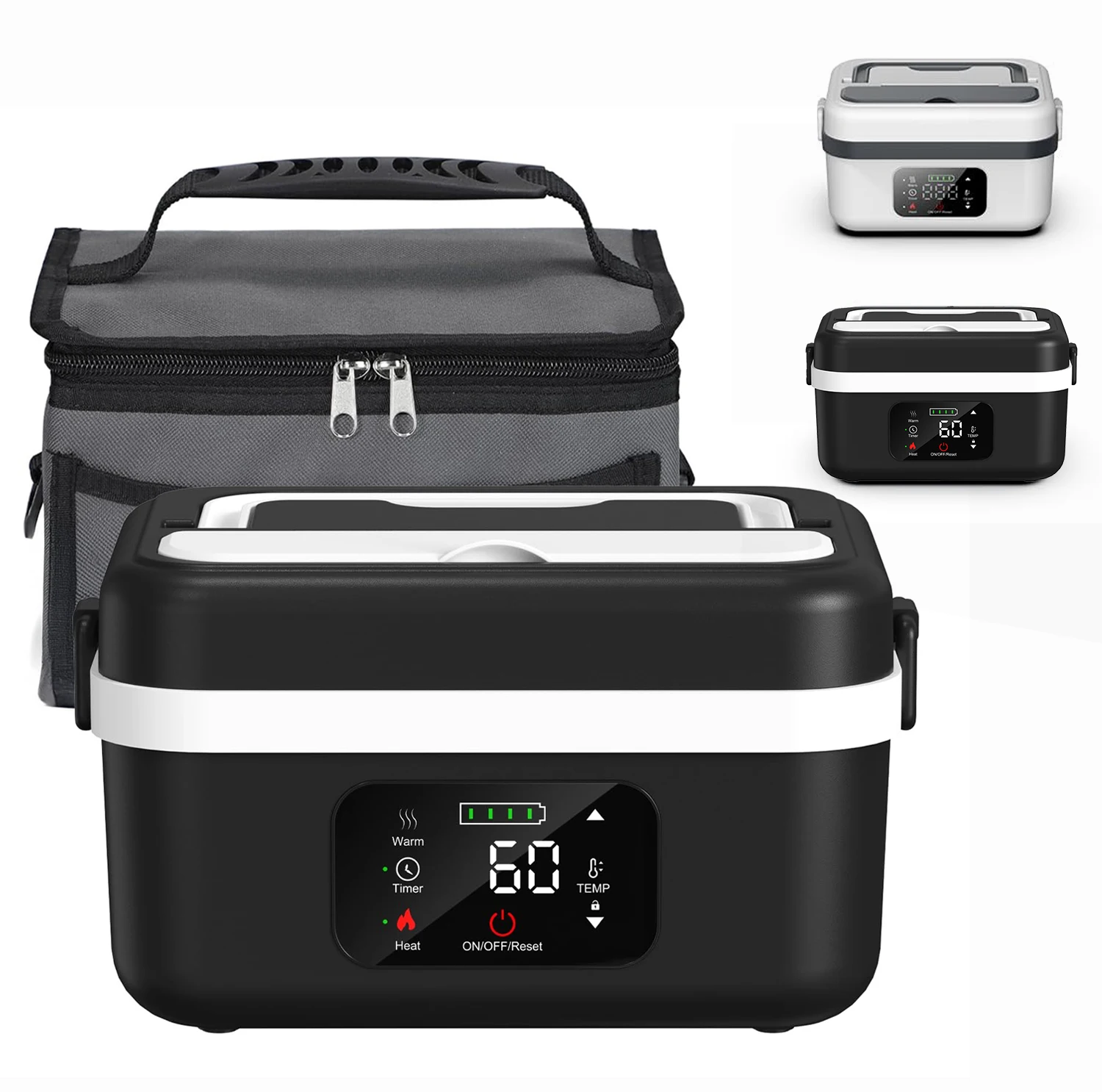 

Wireless Electric Insulated Lunch Box - Built-in 8000mAh Battery, 60W Heating Lunch Box 1L Stainless Steel Lunch Box Food Warmer