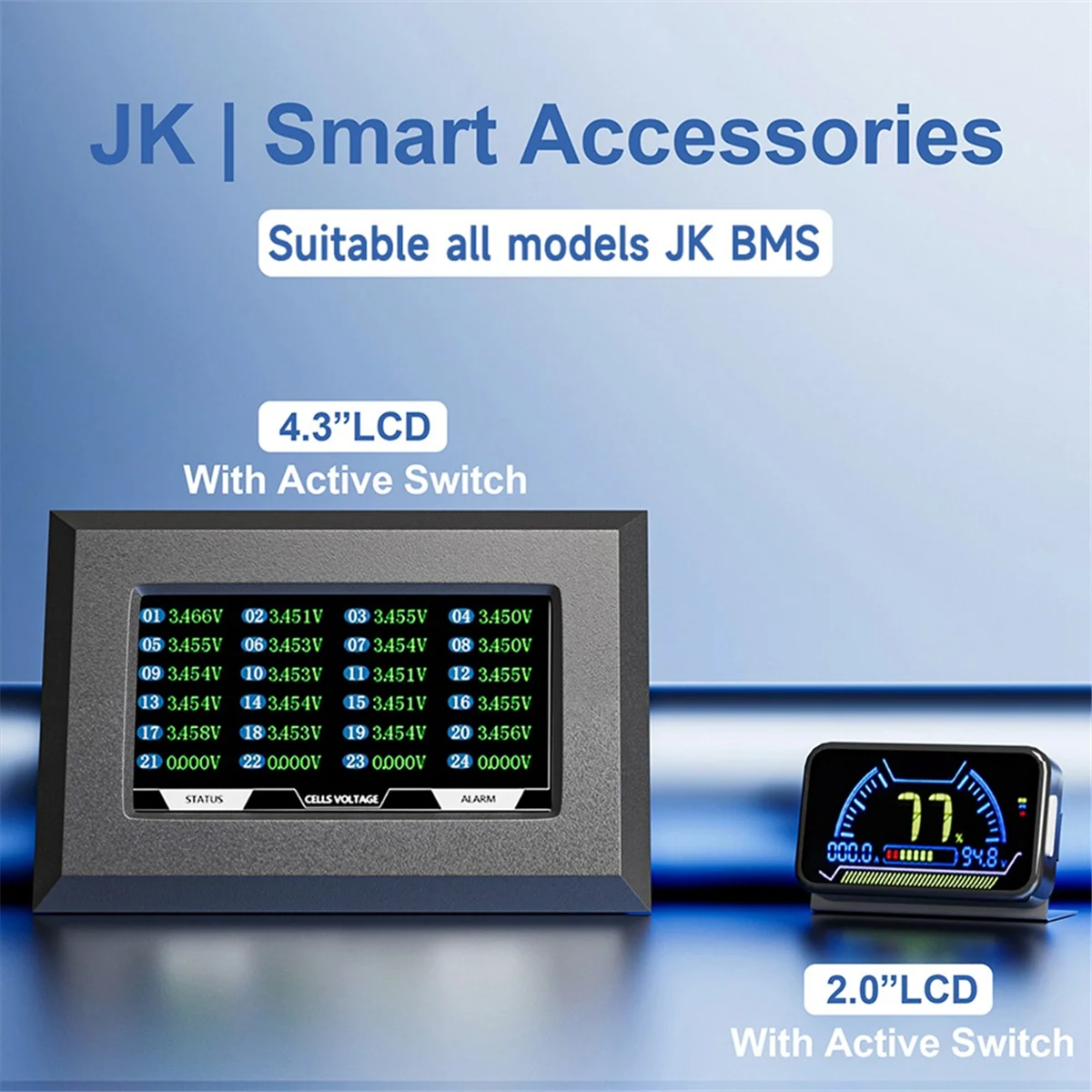 BMS 액세서리 LCD 디스플레이 화면, 액티브 스위치 모니터, JK 스마트 BMS용, 4.3 인치