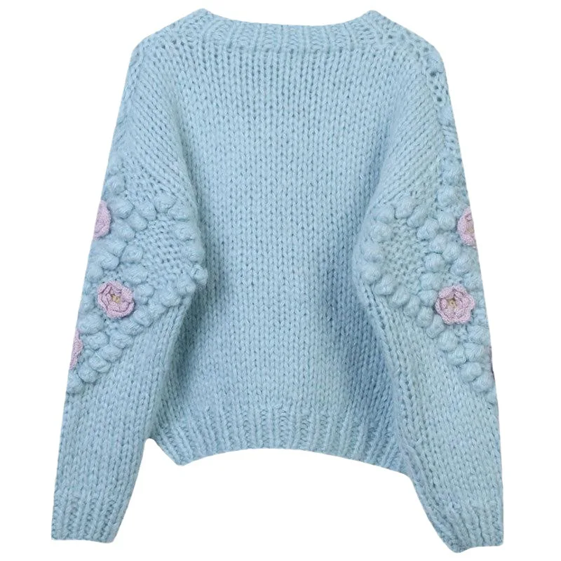 Cardigan Tridimensionnel à Col Rond pour Femme, Pull Ample, Crocheté à la Main, Motif Floral, 107, Nouvelle Collection Automne Hiver 2023