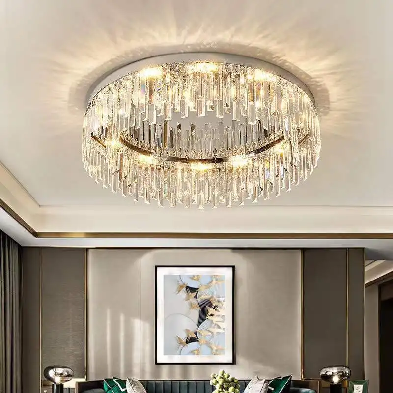 Round Light Luxury Crystal Ceiling Lamp Modern Minimalist Living Room Decoration Bedroom Whole House Indoor Lighting For Home