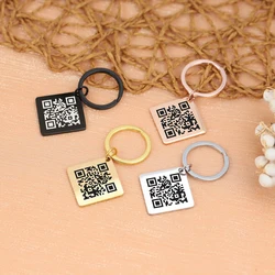 26 MM QR Code Keychain Metal Personalised Engraved Keychain Custom Keychain Couples Gift Scan QR code Friendship Keychain