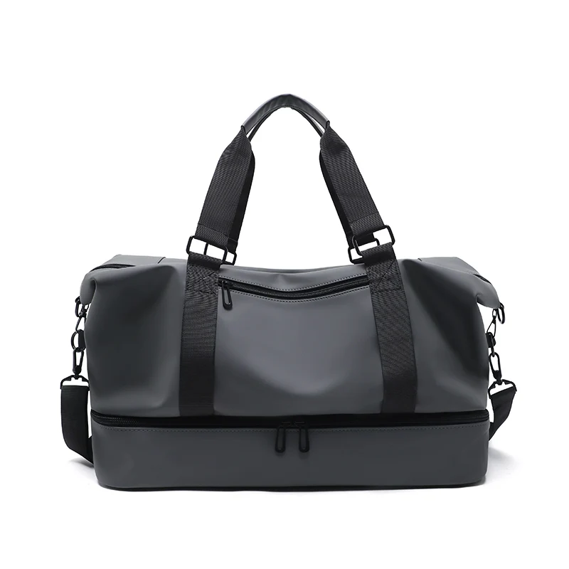 Black/Grey Waterproof Travel Bag, Trendy Short-Distance Luggage Bag for Men and Women, Large Capacity Dry and Wet Separation Handbag, Shoulder Bag, Crossbody Bag