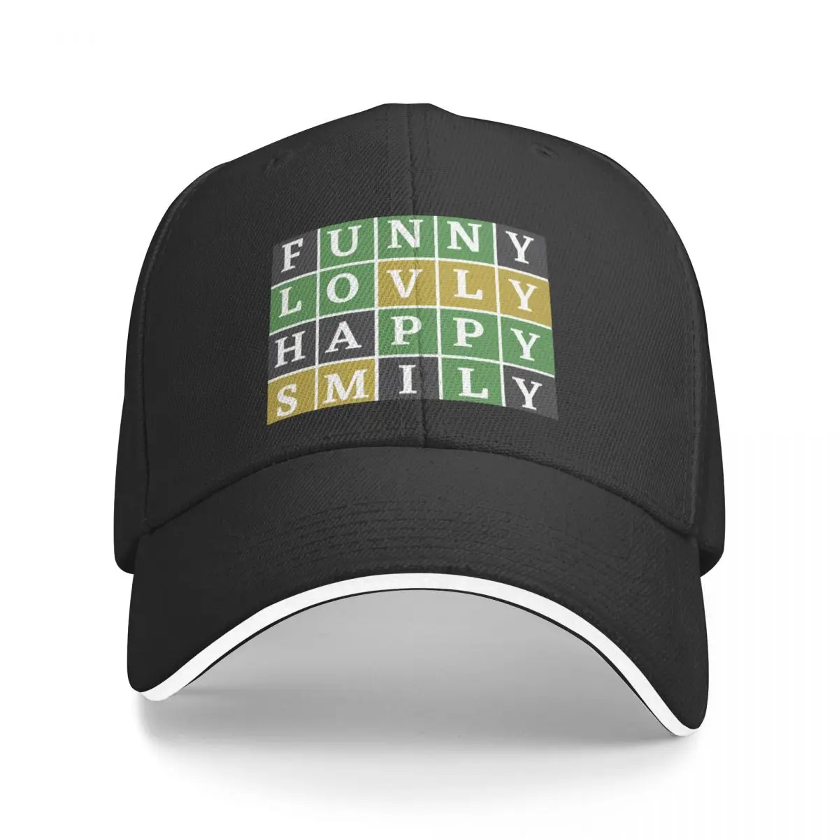 Learn happiness through Wordle Puzzle Game -Enjoy, Lovly, Happy, Smily Baseball Cap derby hat Sports Cap Women Men's