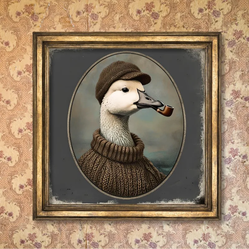 خمر بحري الساحلية نمط الحيوان الكلاب الراكون الدب التدخين ملصق فني حائط لوح رسم يطبع صورة غرفة ديكور المنزل #4