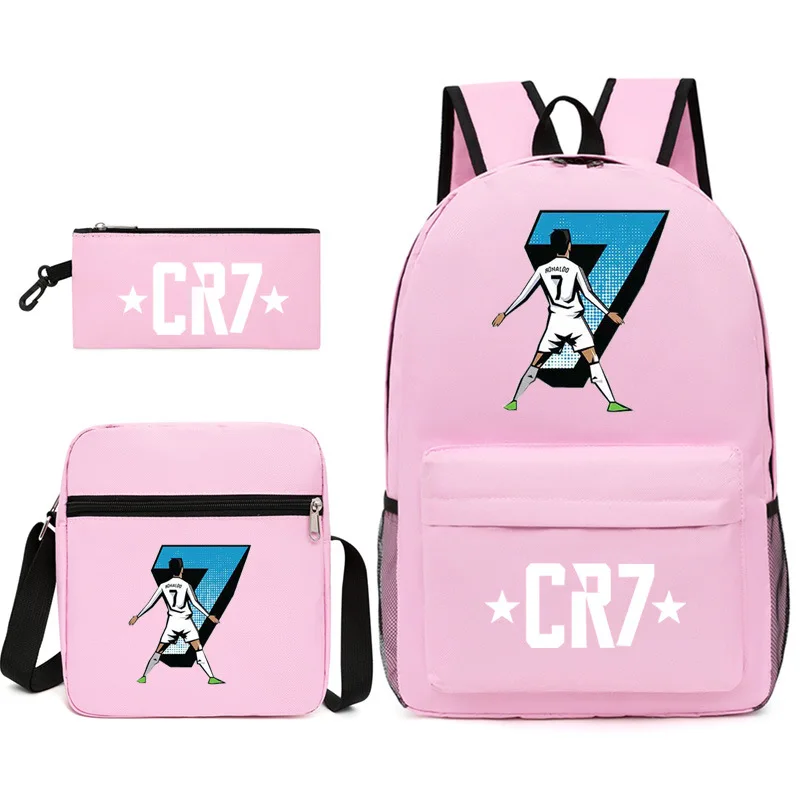 New 3pcs CR7 Backpacks Simple Style Lightweight Boys Girls School Bags Capacity Teens Laptop Backpack Women Men Travel Mochilas