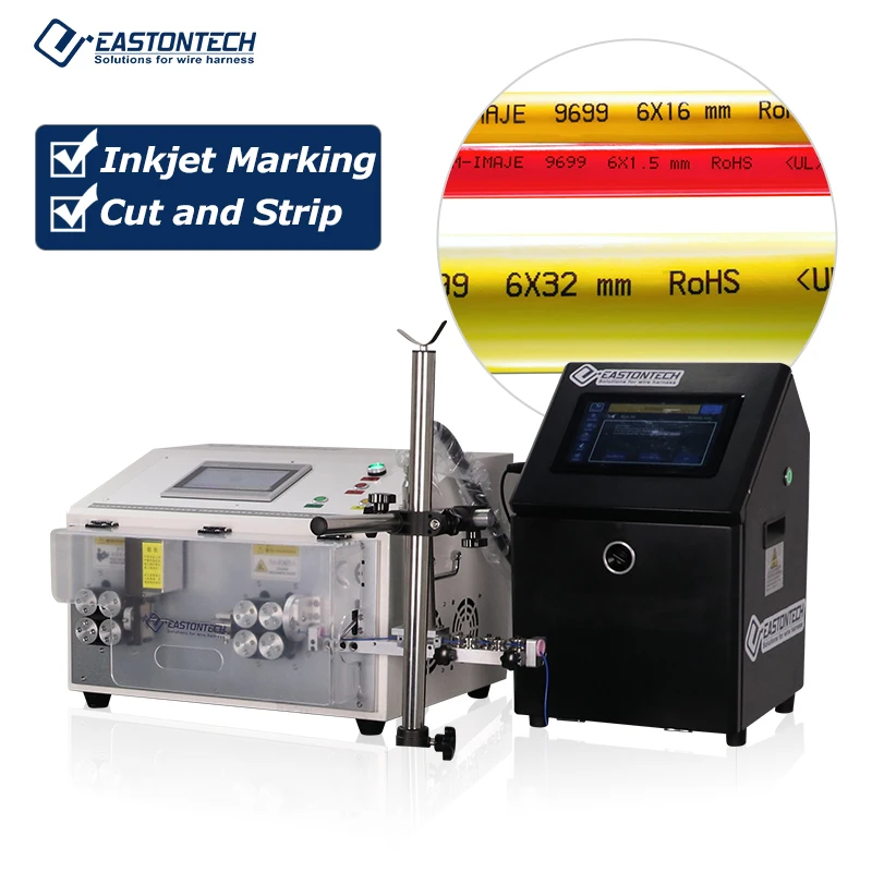 Automatic Electrical Wire Cable Cutting and Stripping Machine EW-05A+P  Inkjet Marking Printing Machine 1.5 - 35 Mm2