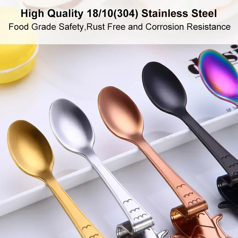 UPORS 1Pcs Mermaid Coffee Spoons Scoop 304 Stainless Steel Hanging Coffee Spoon Teaspoon Sugar Moka Ice Cream Tea Spoon Tools