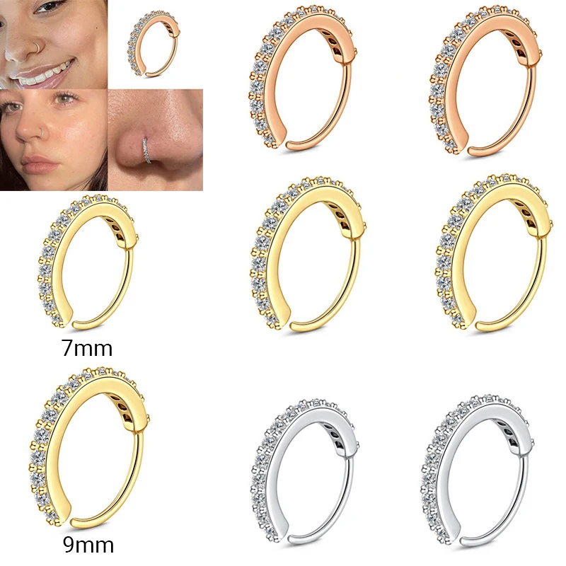 1pc Crystal CZ Seamless Segment Rings naso Hoops Ear 20g Bar Piercing naso Studs orecchino Cartiliage Tragus Sexy Body Jewelry