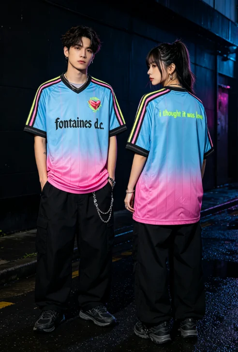 Fontaines D.C. Band V Neck Jersey  Fashion Breathable Quick Dry Soccer Shirt Unisex High Street Short Sleeve Tee Family Matching