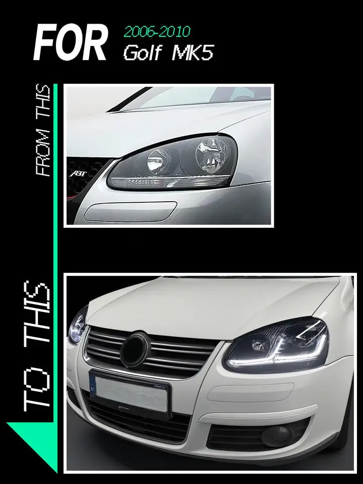 フォルクスワーゲン VW ゴルフ 5 MK5 2003-2011用 LEDヘッドライト DRL