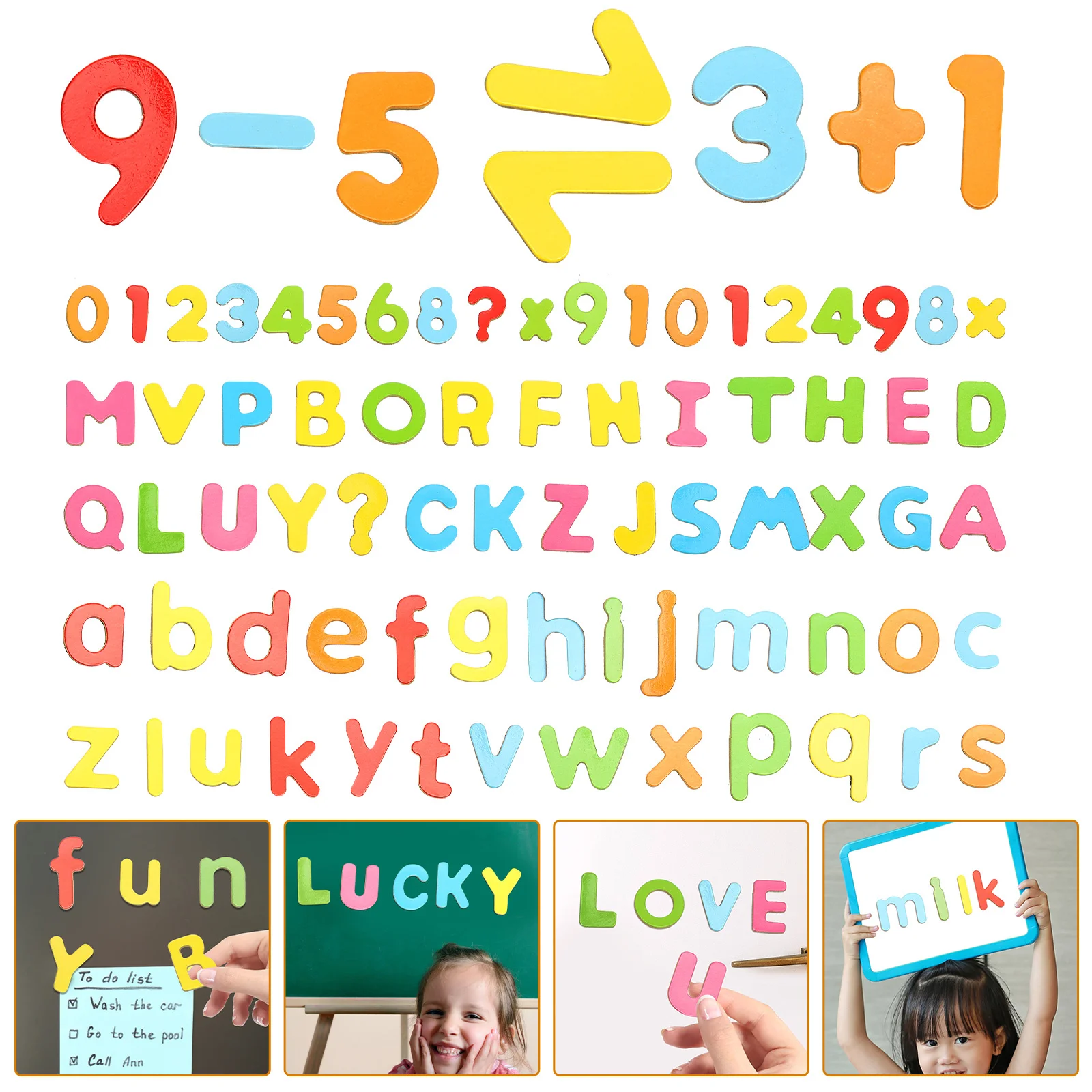 3 مجموعات من الملصقات المغناطيسية للثلاجة، رقم الأبجدية الملونة، ديكور الثلاجة التعليمي الخشبي، الأبجدية المعرفية
