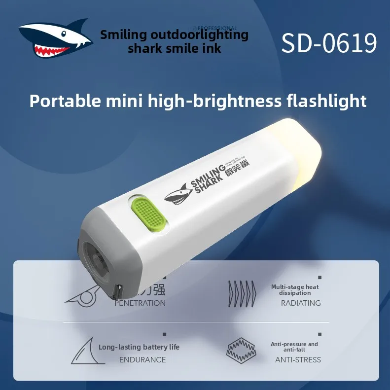 Portable Mini High Brightness Flashlight Flood Light Long Battery Life Waterproof with Hook for Outdoor Camping