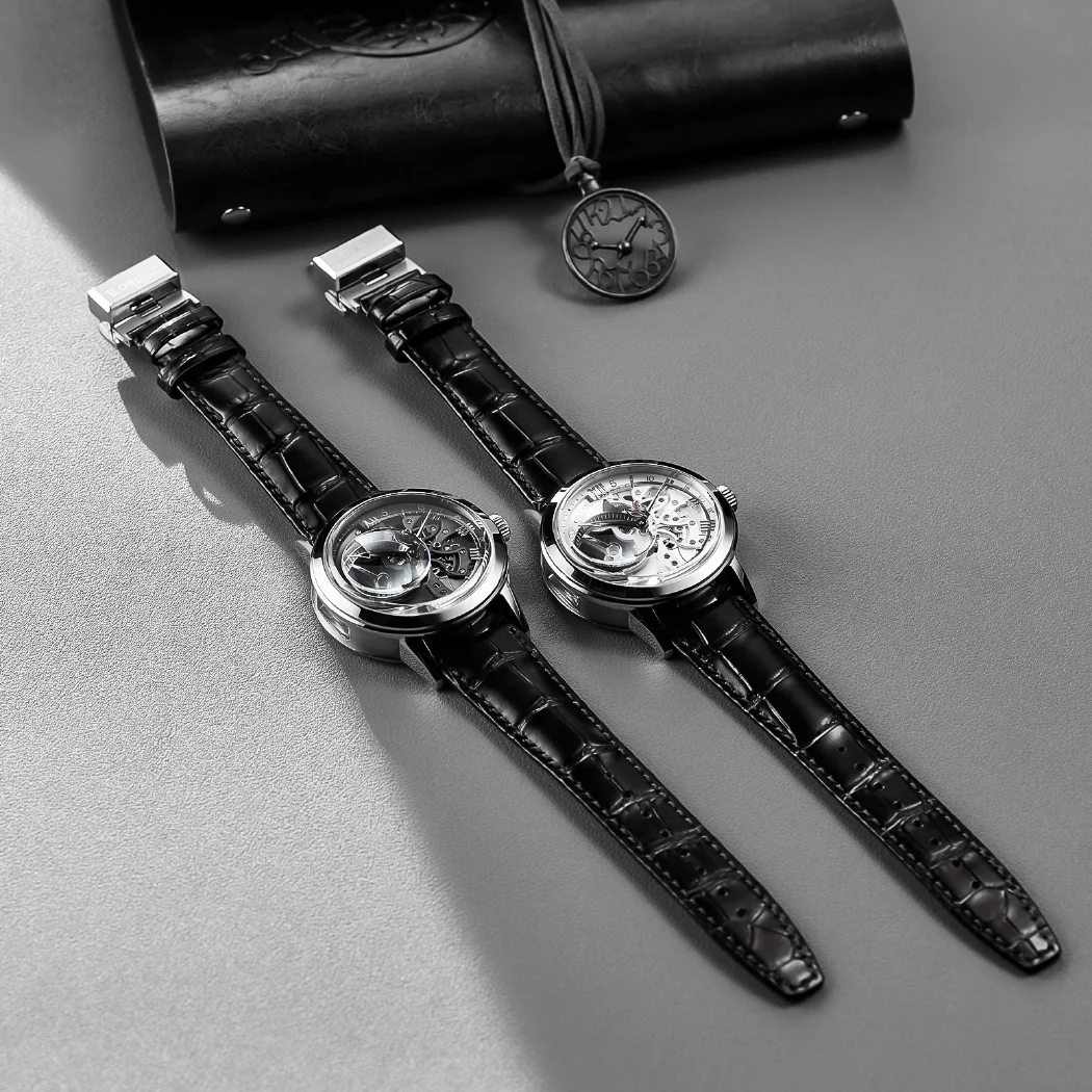 مستطيل الرجعية الرجال عادية الهيكل العظمي التلقائي ساعة ميكانيكية جلد العجل حزام المعدنية كريستال زجاج مقاوم للماء ساعة الهاتفي 45 مللي متر VM