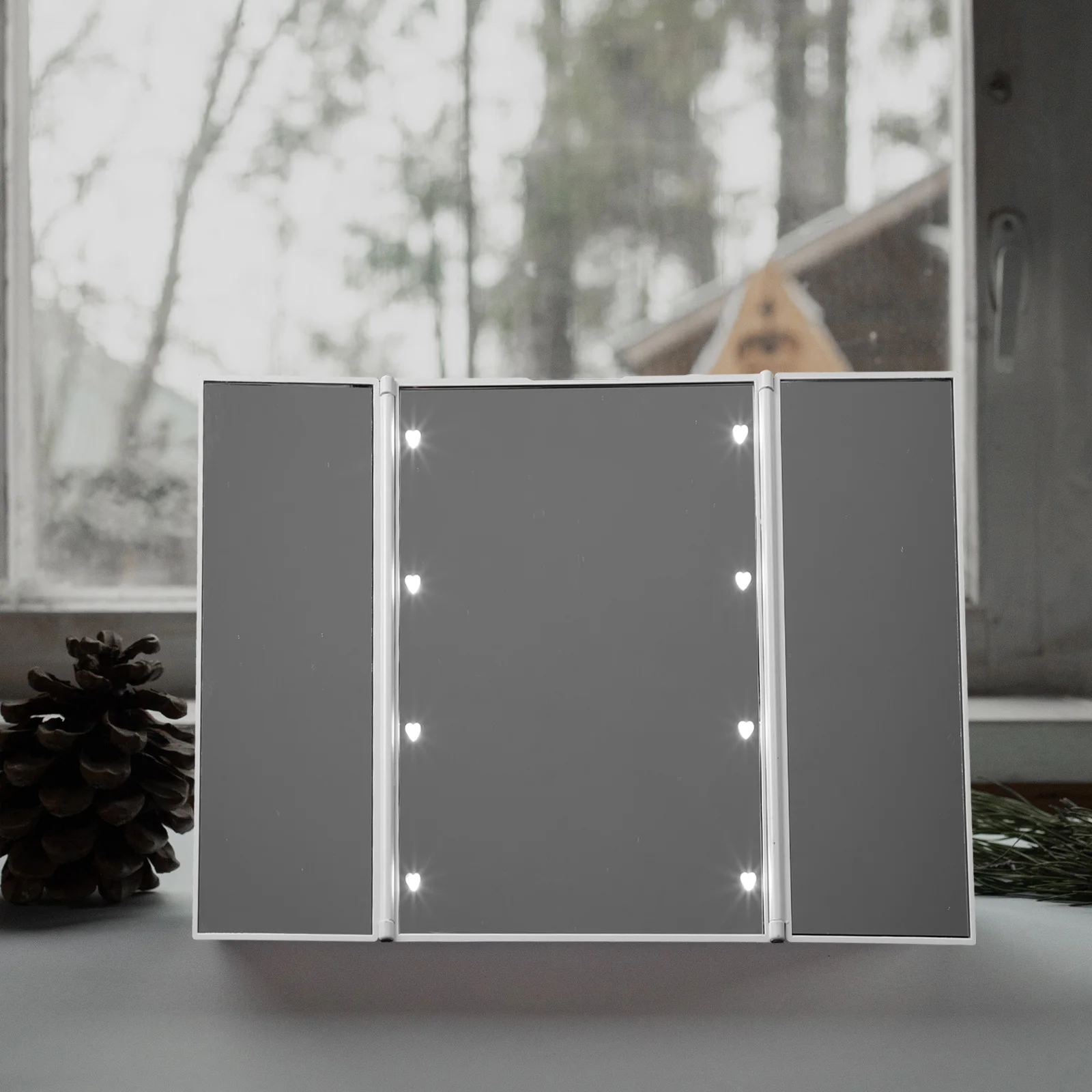 

Portable LED Makeup Mirror Lighted Vanity for Home Desk Bedroom Bathroom ABS Material Durable Elegant Confidence