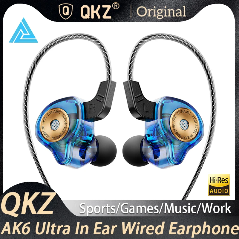 QKZ AK6-Ultra In-Ear Dynamic Earphones Mobile Phone Monitoring Earphones Wired Control With Microphone Sports Running Earphone