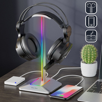 RGB Lights Headphone Stand With Type-C USB Ports Headphone Holder For All Headsets Gamers Gaming PC Earphone Accessories Desk