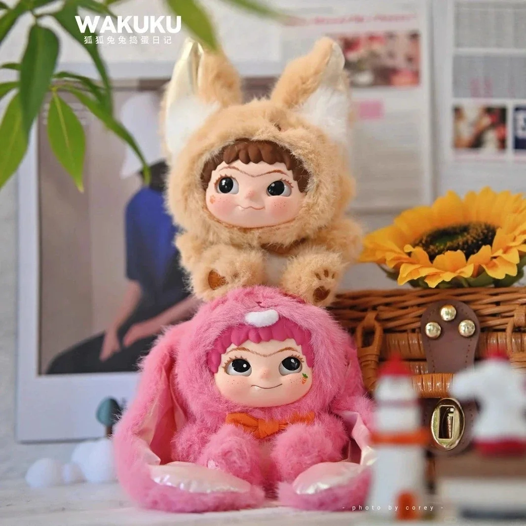 2026 Cute Wakuku Birthday Christma Gift Ornament Mystery Box Wakuku Fox & Bunny Mischief Diary Series Blind Box Plush Pendant