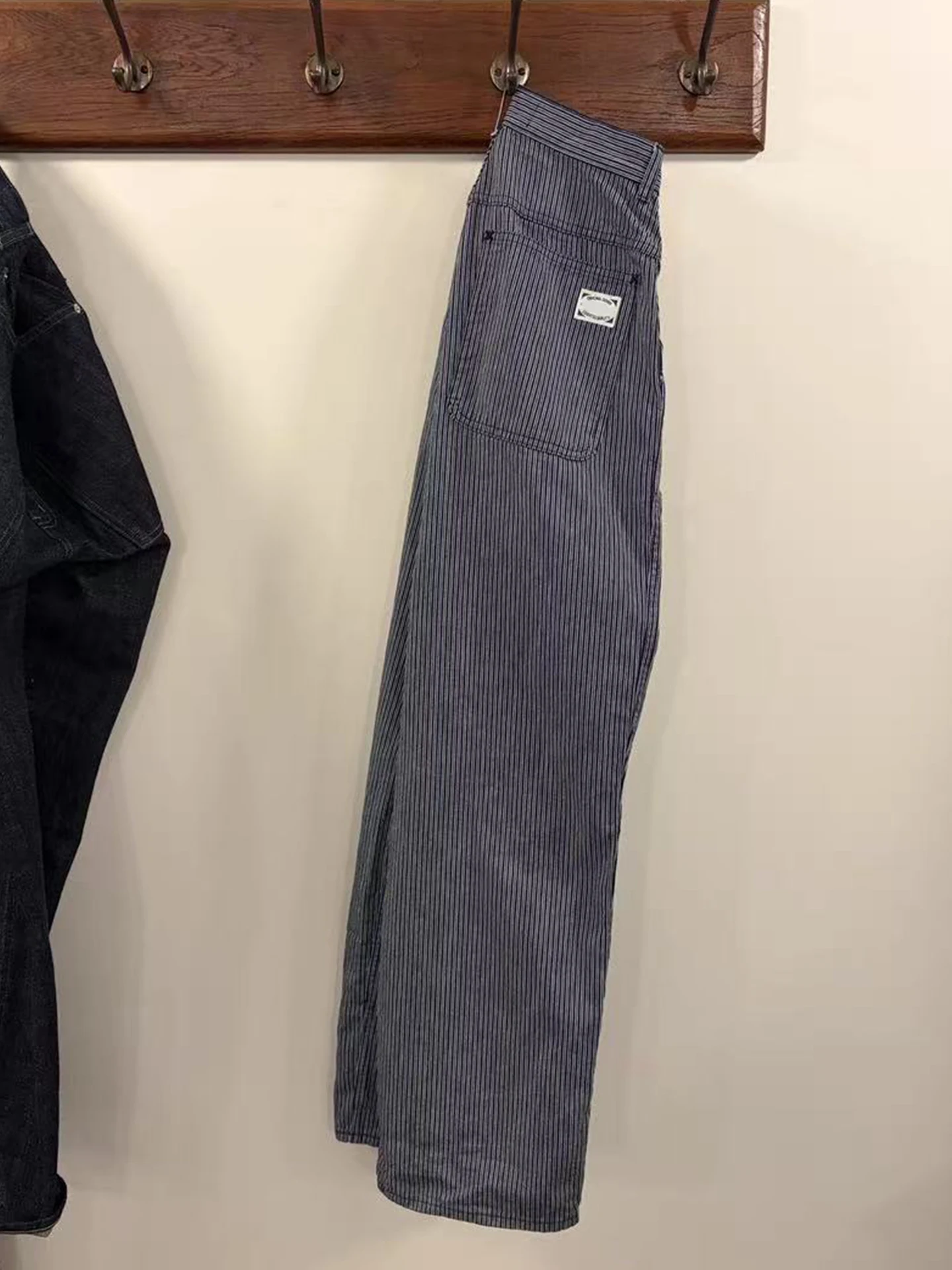 

High Waist Striped Casual Pants Women's Straight Leg Loose Fit Long Trousers Comfortable Cotton Spring Fashion Ladies