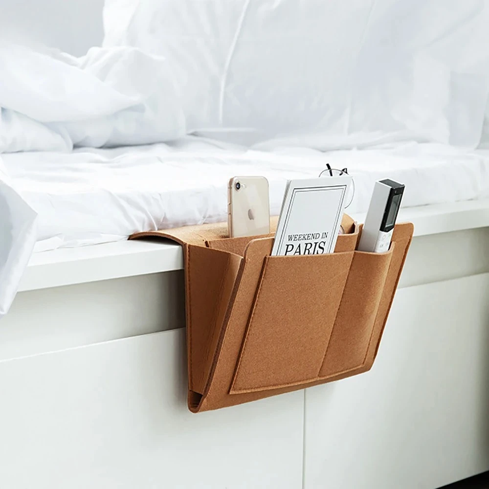 1pc Filz Nacht Lagerung Organizer Telefon Buch Magazin Halter Taschen Hängende Lagerung Tasche Baby Tissue Box Für Bett Sofa seite Pouc – Detail 3