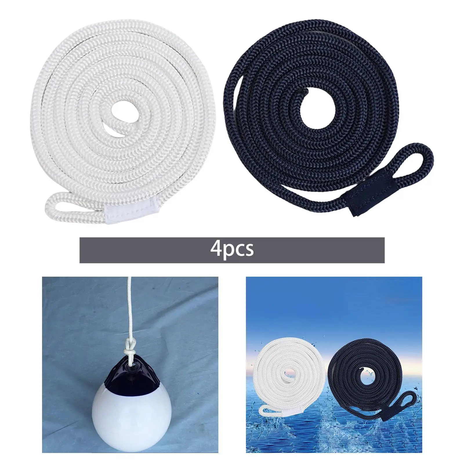 

4 Pieces Boat Ropes, 2M Durable Marine Rope Braided Boat Lines