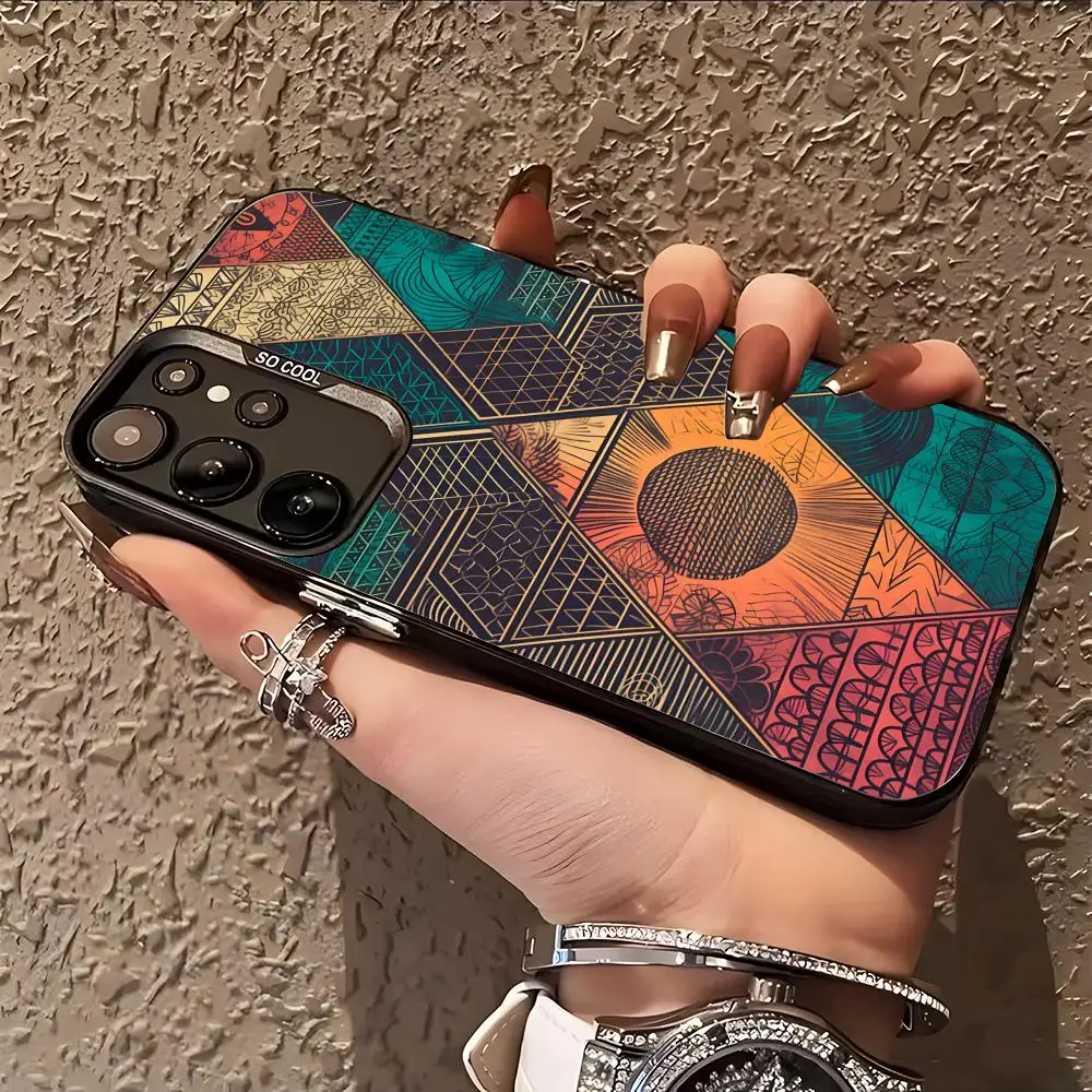 Aztec Texture Phone Case for Samsung Galaxy A57 56 55 54 52 37 36 35 34 27 26 25 17 16 5G Colorful Silver Cover