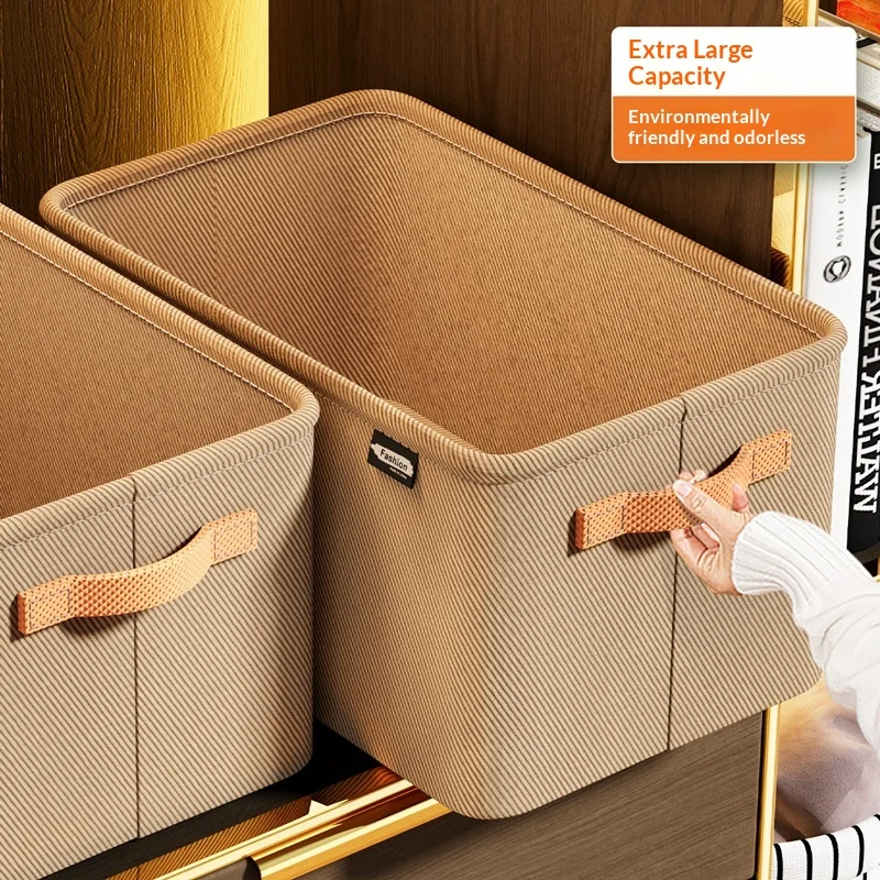 

Wardrobe Fabric Organizer - Thickened Storage Baskets for Clothes/Pants, Drawer Bin for Bedroom/Dorm (Set of 3)
