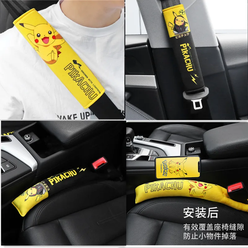 Anime Pokemon Figure Pikachu Seat Belt Creative Seat Belt Shoulder Seat Belt Cover Toys Boys Girls Car Interior Decoration Gifts