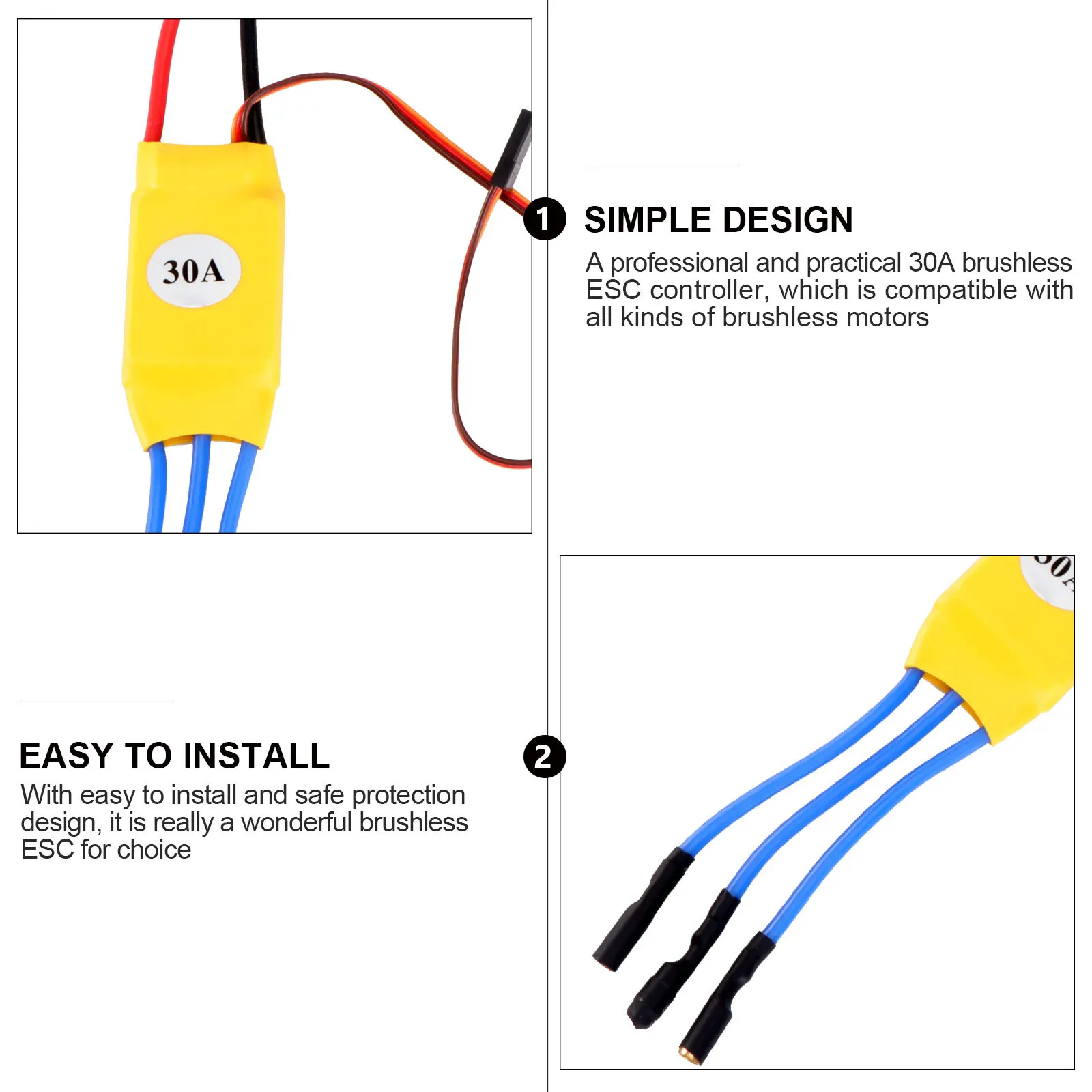 

30A Brushless Motor Controller Esc for Kk 2-3 Cell Lipo 5V Linear 35000Rpm 12 Poles Compatible 30A Esc Brushless