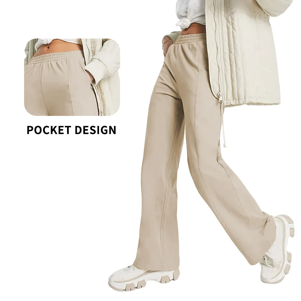 

Women's Euro-Size Spring/Autumn Loose Straight Pants - Casual Wide-Leg Sports Pants Comfortable Loungewear Trousers