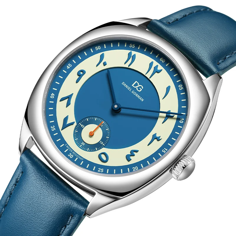 Daniel Gorman Quartz Men Watch Leather Strap Arabic Numerals Stainless Steel Case Waterproof Wrist Couple Watch Phantom Watch