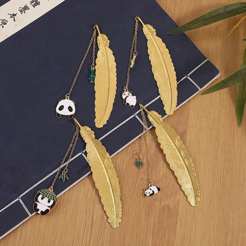 24 pcs/lot Creative Panda Metal Pendant Bookmark Cute Book Marks Paper Clip School Office Supplies wholesale