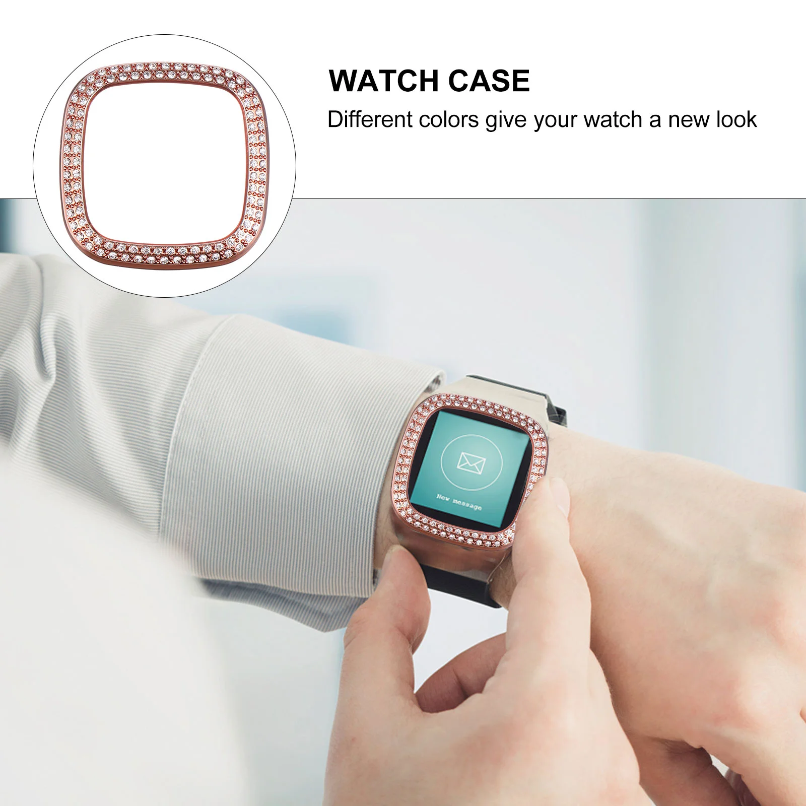 Case Watch Accessory Compatible for Fitbit Replacement Screen Cover Tool Electroplating PC Shell