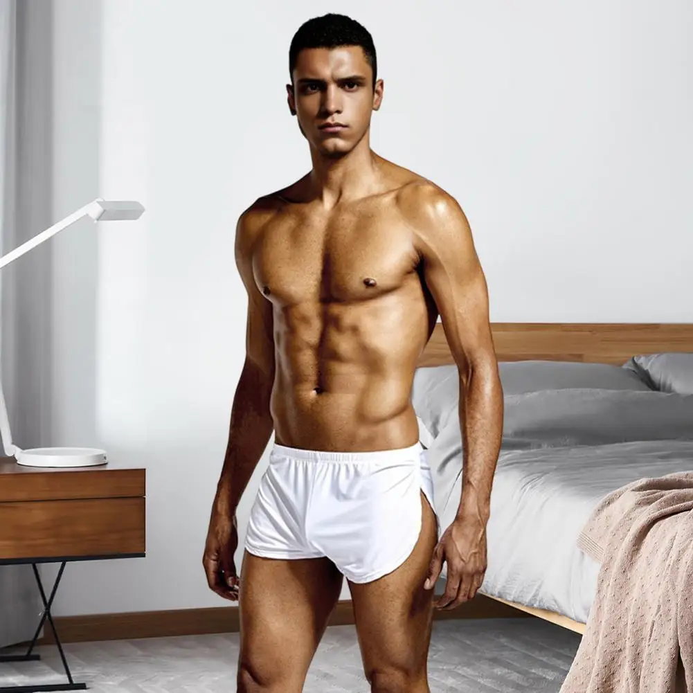 Men Boxer Underwear Low Waist Breathable Smooth Wiring Perfect Fit Shorts Panties Solid Color Loose Fit Home Underwear 90