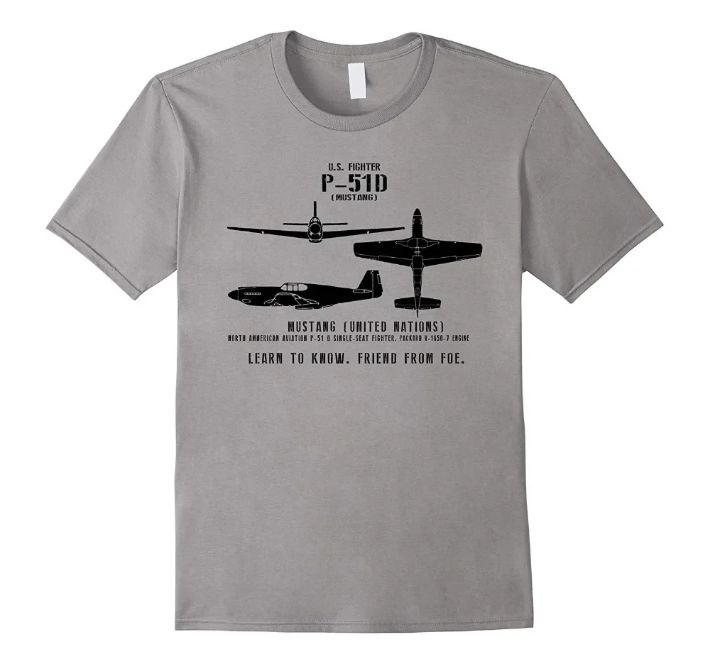 P-51D Mustang Fighter Aircraft T-Shirt 100% Cotton O-Neck Summer Short Sleeve Casual Mens T-shirt Size S-3XL