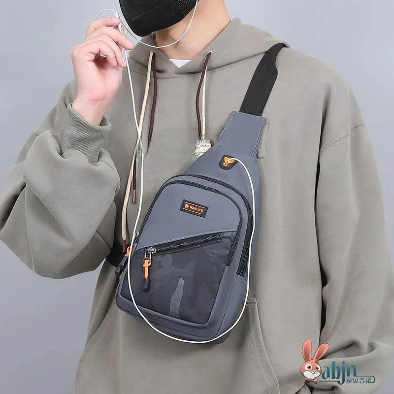 Casual Oxford Cloth Crossbody Bag for Men Versatile Small Single Shoulder Sling Bag Leisure Chest Bag Soft Polyester 