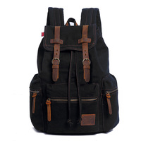 Student Schoolbag Men and Women Canvas Shoulders Backpack 15.6 inch Laptop Bag Large Capacity Retro Commuter Backpacks
