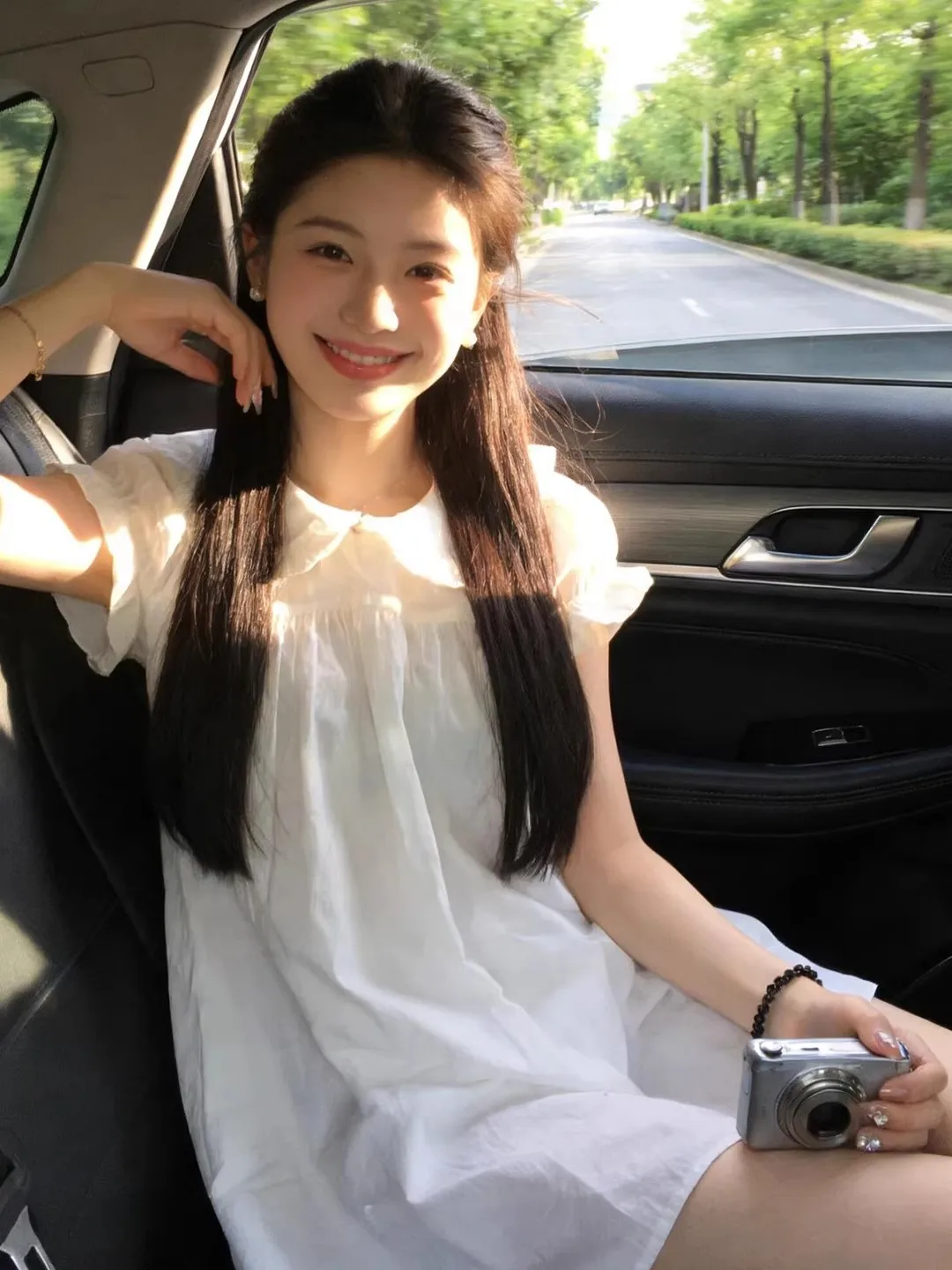 

plus Size White Doll Collar Short Sleeve Shirt Women Summer 2026 New Style Beautiful Slimming Top Korean Style Bubble Sleeve