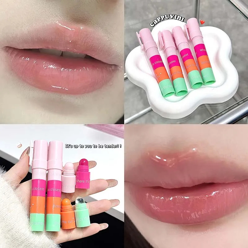 Cappuvini batom hidratante quatro cores em um, lápis de maquiagem de longa duração, brilho labial à prova d'água, bálsamo labial antiaderente