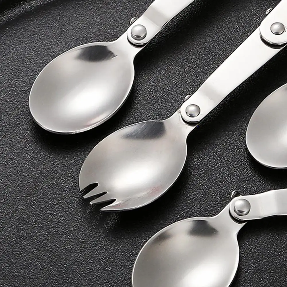 Travel-friendly Spoon Fork Portable Stainless Steel Spork Set for Outdoor Picnics Camping Travel Multifunctional for Backpackers