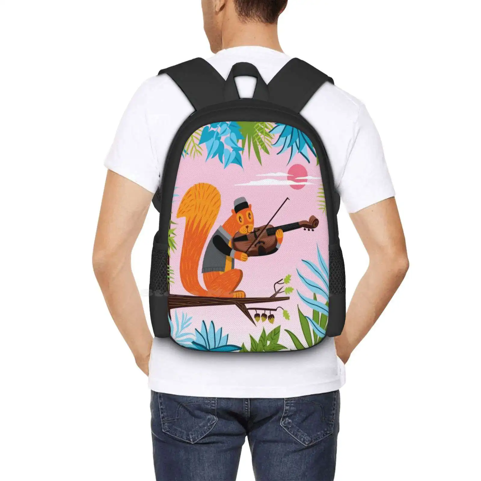 Red Squirrel Serenade School Bags For Teenage Girls Laptop Travel Bags Squirrels Animals Cute Music Funny Nature Wildlife