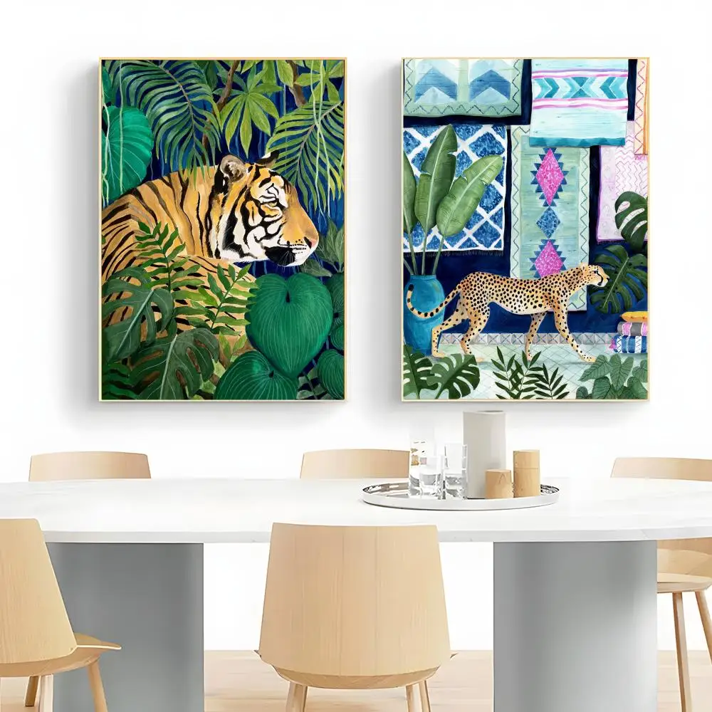 Cheetah Llama Leopard Jungle Classic Wild Cute Art Poster Wall Art Print Poster Decorative Mural Home Decor Gift Unframed